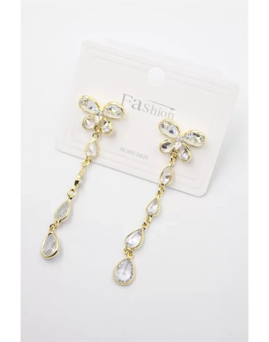 Zirkon Taşlı Küpe - Altın