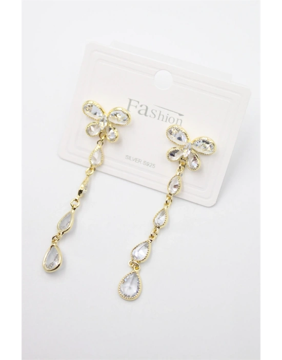 Zirkon Taşlı Küpe - Altın