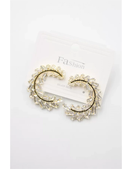 Zirkon Taşlı Küpe - Altın