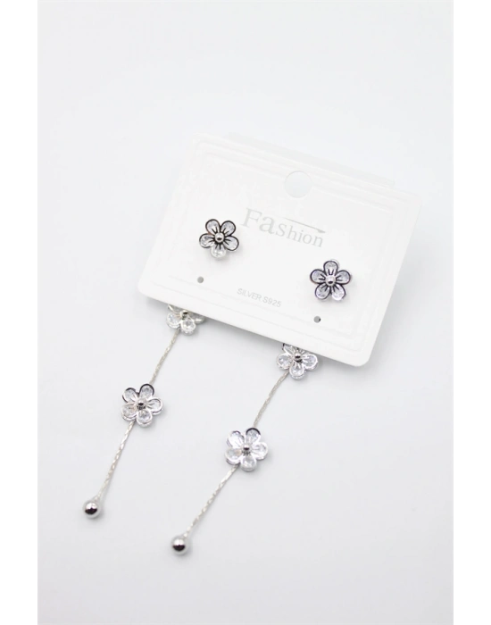 Zirkon Taşlı Küpe - Gümüş