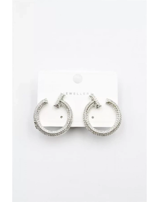 Zirkon Taşlı Küpe - Gümüş