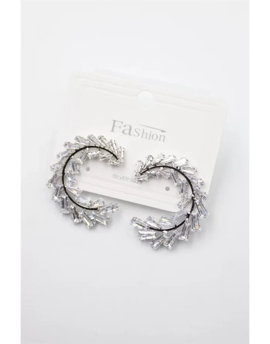 Zirkon Taşlı Küpe - Gümüş