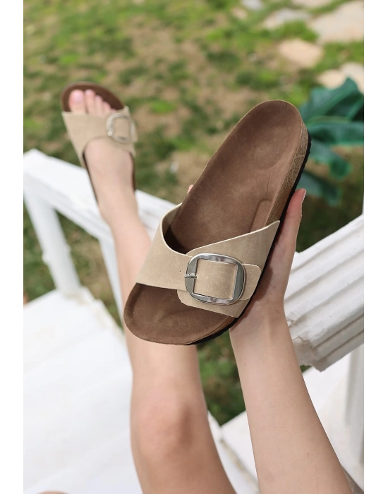 Zooy Bej Nubuk Terlik