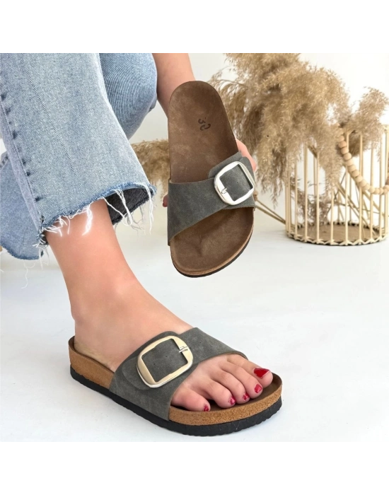 Zooy Yeşil Nubuk Terlik