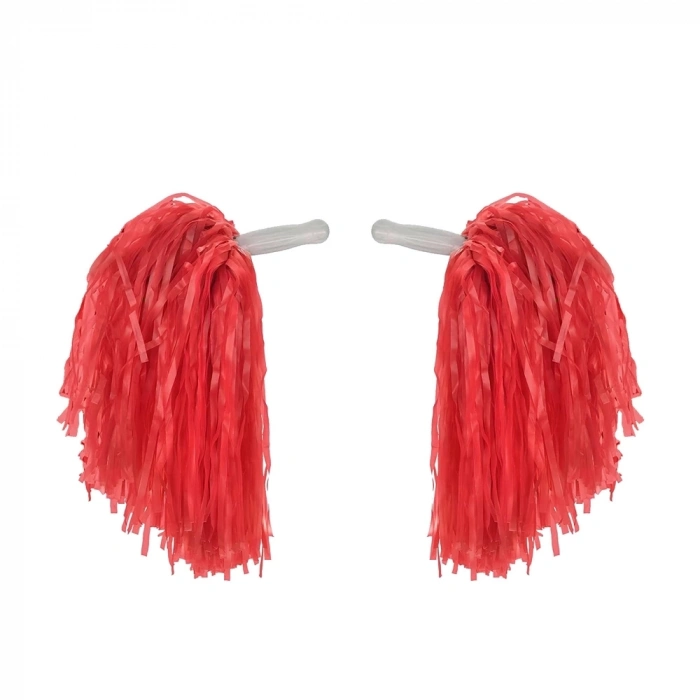 1 Çift ( 2 Adet ) Kırmızı Renk 23 Nisan Gösteri Ponponu