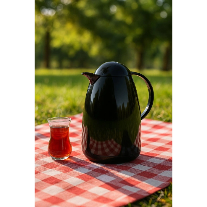 1 Lt Akrilik Siyah Çay Termosu 12 Saat Sıcak 24 Saat Soğuk-2828