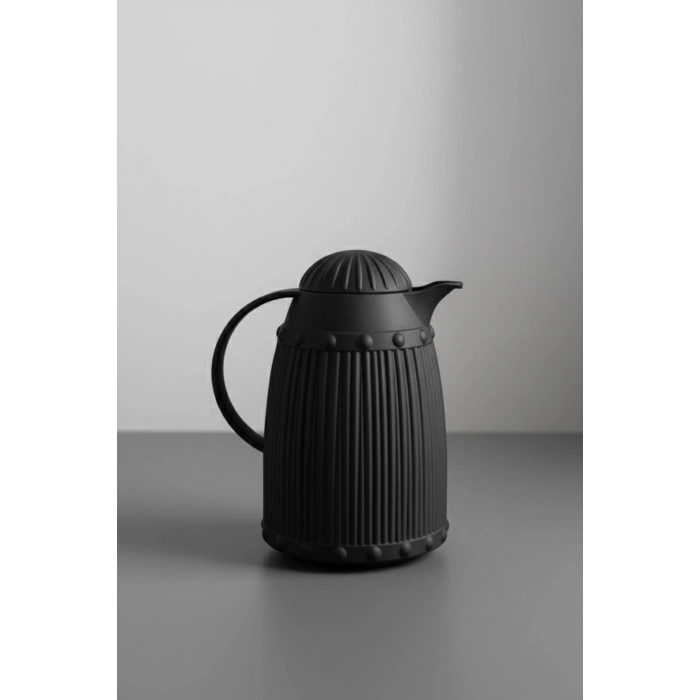 1 LT Isı Yalıtımlı Çay ve Soğuk Su Termosu Siyah (12 Saat Sıcak Tutar & İçi Camdır)