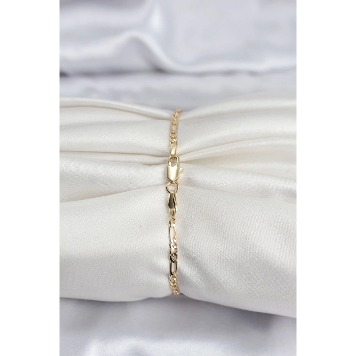 14K Gold Renk Kaplama Minimal Zincir Model CM Kadın Bileklik