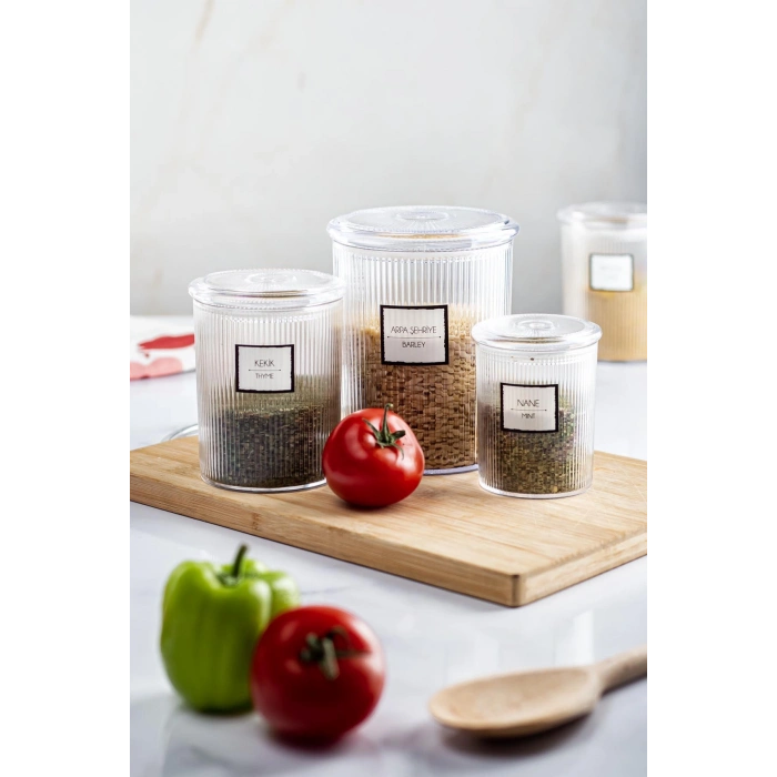 18li Barok Yuvarlak 3 Boy Kavanoz Seti & Saklama Kabı & Erzak Kabı (6*2000 ML, 6*1000 ML ,6*500 ML)