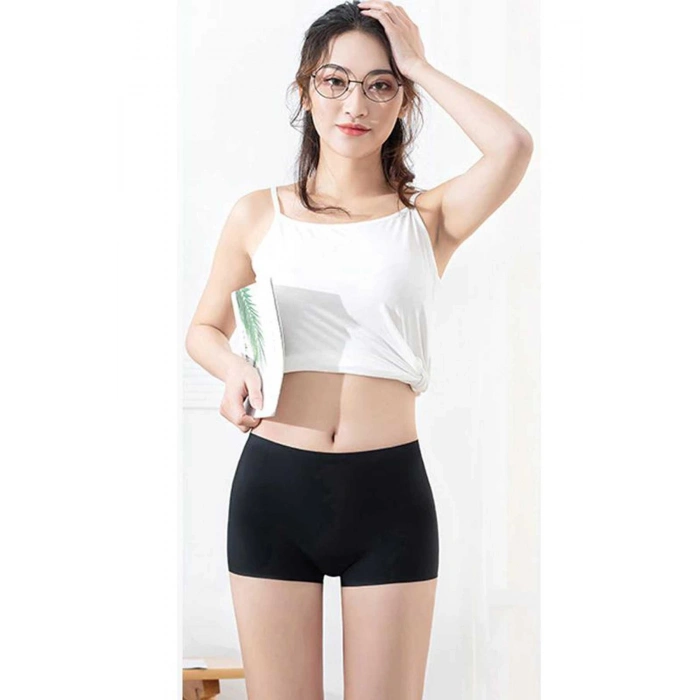 2 Adet Kadın Dikişsiz Görünmez İz Yapmaz Mini Şort Boxer Siyah Ten