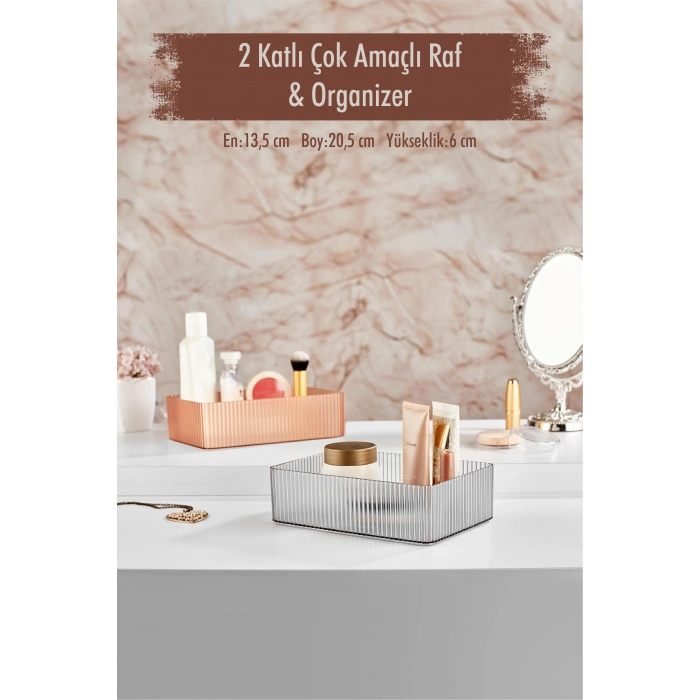2 Katlı Kullanılabilen Makyaj Kutusu & Çok Amaçlı Kutu & Organizer