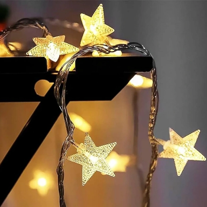 20 Adet Mini Yıldız Led 5 Metre Günışığı Rengi Dekoratif Led