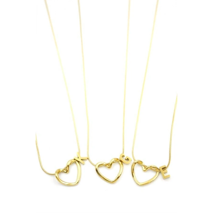 24lü Kalp Harf Kolye - Altın