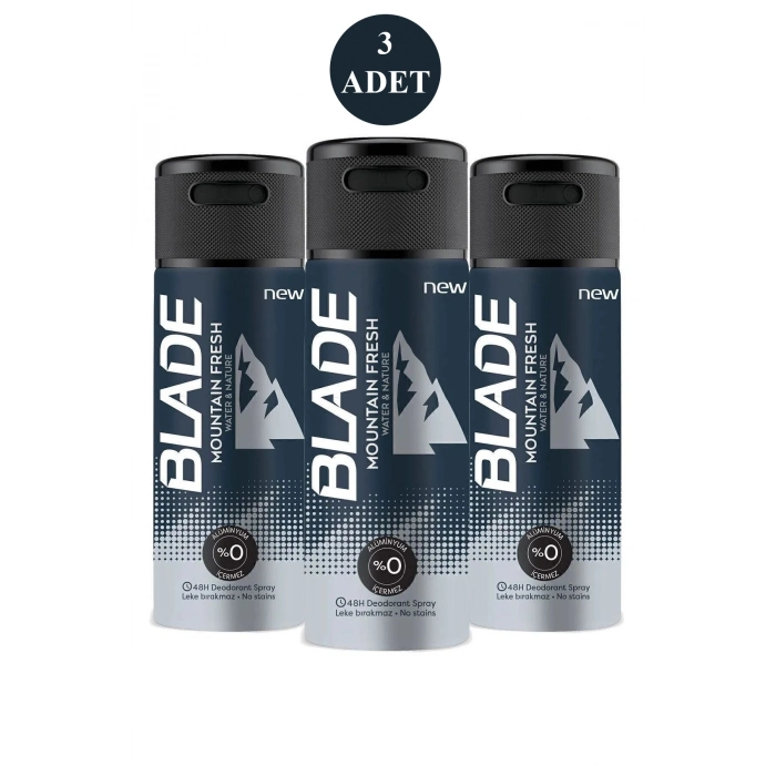 3 Adet Mountain Fresh Erkek Deodorant 150ml Leke Bırakmaz