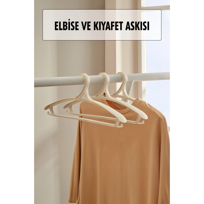3 Lü Geniş Kıyafet Ve Elbise Askısı Beyaz 43 Cm ASKI