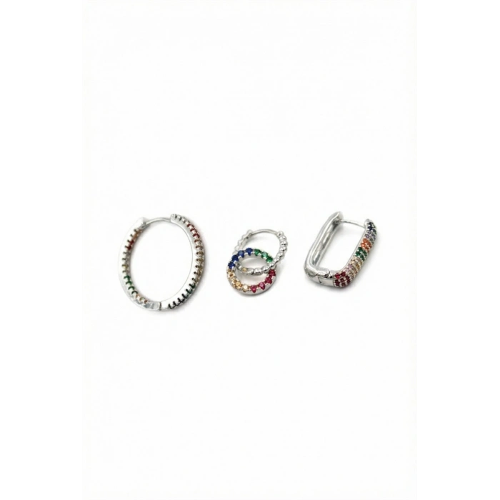 3lü Halka Küpe - Gümüş