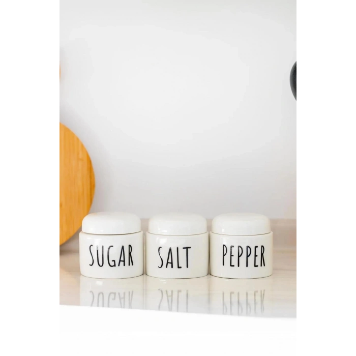 3 Lü Seramik Baharat Seti Beyaz 350 ml