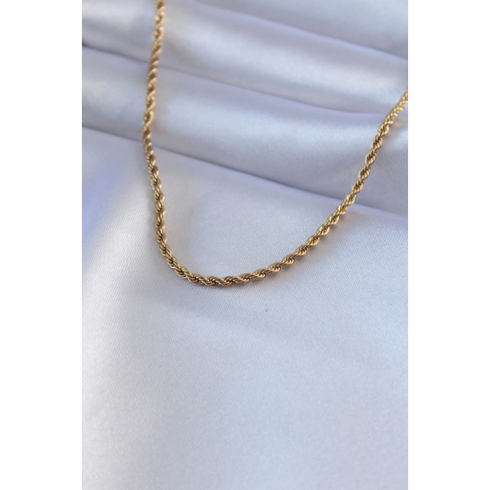 316L Çelik Gold Renk Burgu Model 45 cm Kadın Kolye