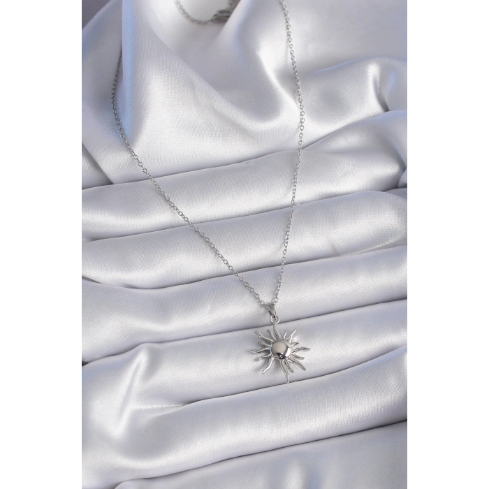 316L Çelik Gold Renk Zincir Güneş Figür Kadın Kolye