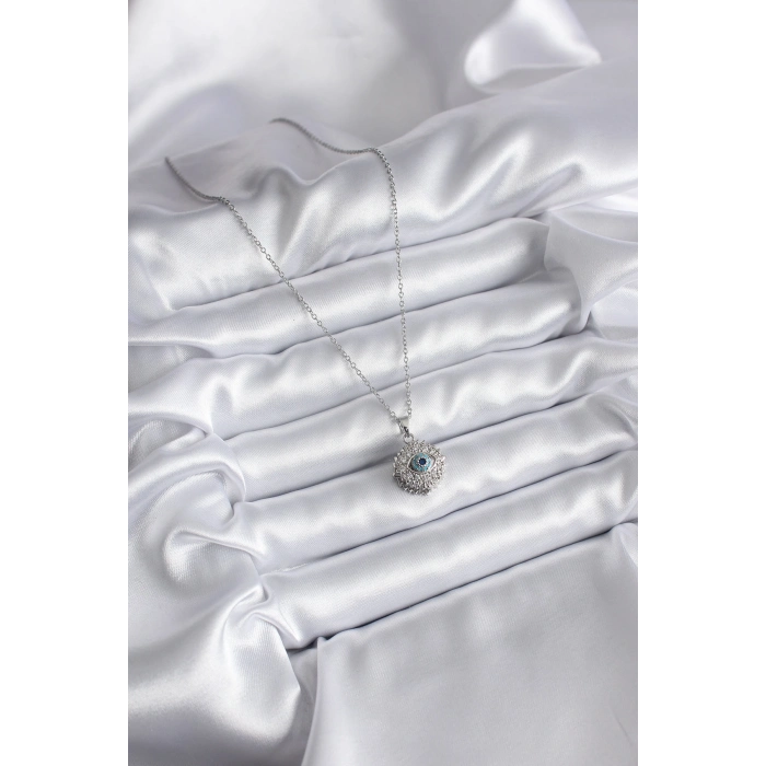 316L Çelik Gold Renk Zirkon Taşlı Göz Model Kadın Kolye