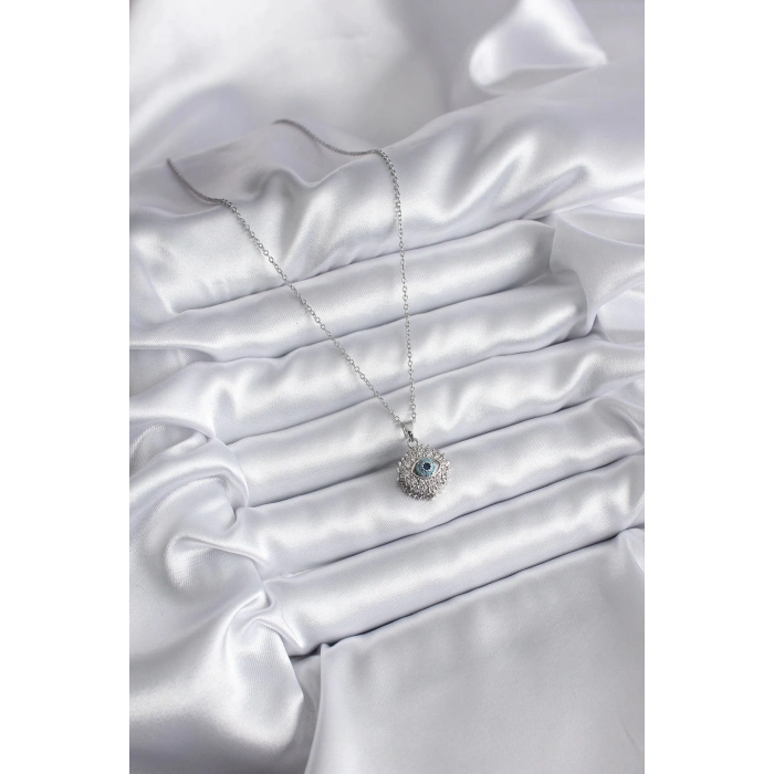 316L Çelik Gold Renk Zirkon Taşlı Göz Model Kadın Kolye