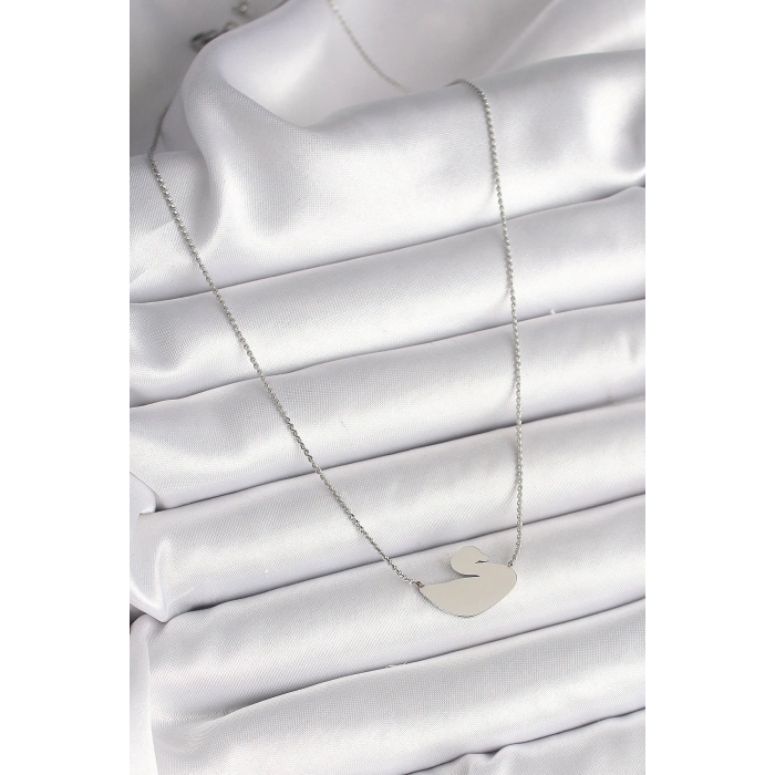 316L Çelik Gümüş Renk Zincir Kuğu Model Kadın Kolye