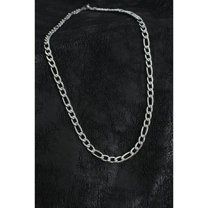 316L Çelik Kalın Figaro Zincir Model Gümüş Renk Erkek Kolye