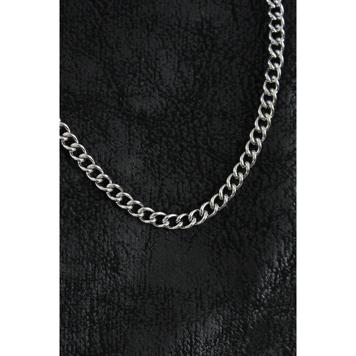 316L Çelik Klasik Oval Zincir Model Gümüş Renk Erkek Kolye