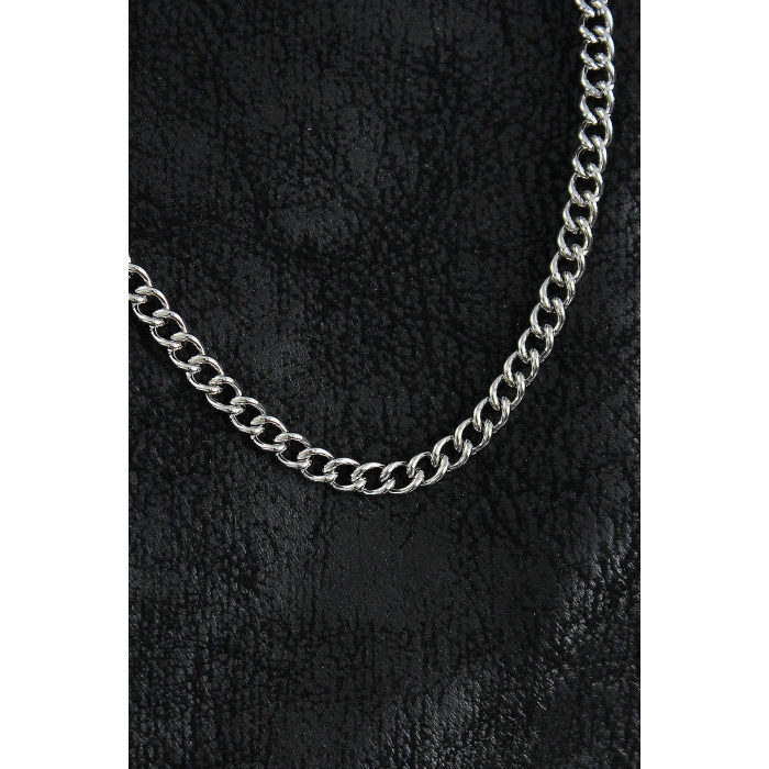 316L Çelik Klasik Oval Zincir Model Gümüş Renk Erkek Kolye