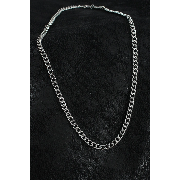 316L Çelik Klasik Zincir Model Gümüş Renk Erkek Kolye