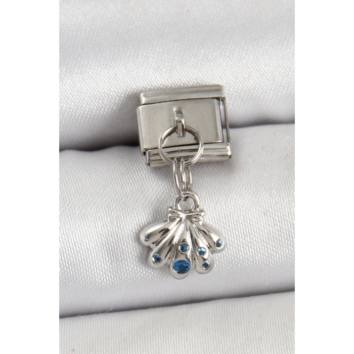 316L Çelik Sallantılı Fiyonklu Buket Model Gümüş Renk Nomination Charm