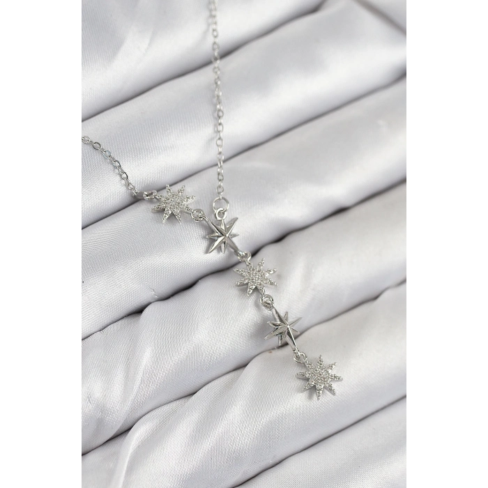 316L Çelik Yıldız Model Gümüş Renk Kadın Kolye