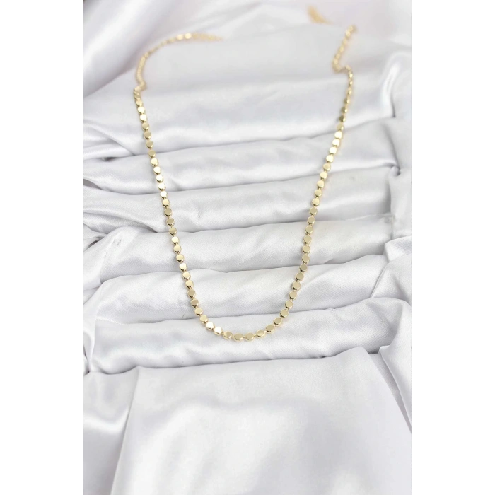 316L Çelik Zincir Gold Renk Ezme Zincir Model 65 cm Kadın Kolye