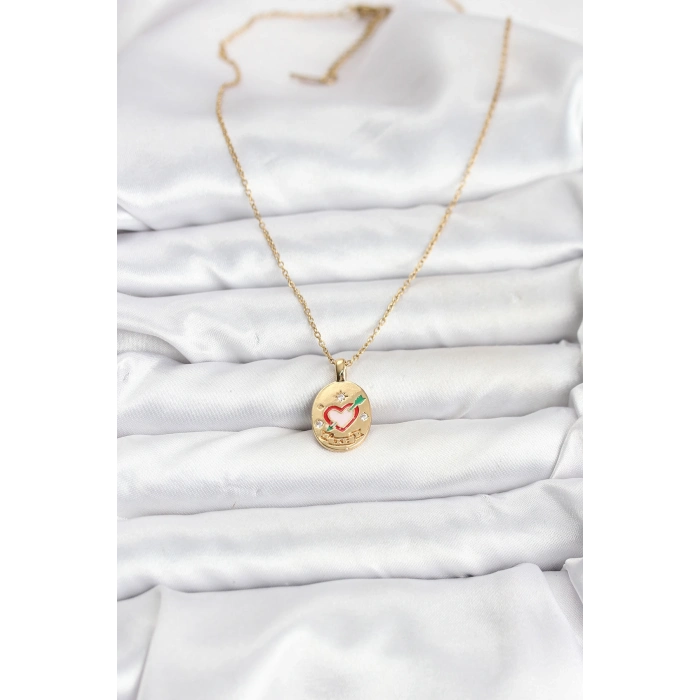 316L Çelik Zincir Gold Renk Kalp Figürlü Kadın Kolye