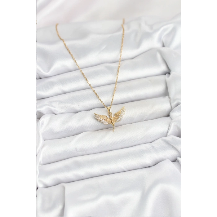 316L Çelik Zincir Gold Renk Melek Model Kadın Kolye