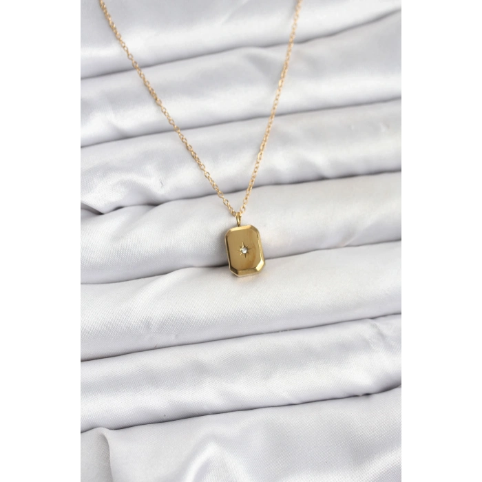 316L Çelik Zincir Gold Renk Minimal Kutup Yıldızı Model Kadın Kolye