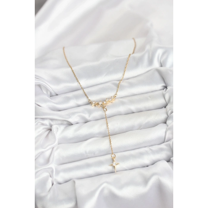 316L Çelik Zincir Gold Renk Yıldız Model Y Kadın Kolye