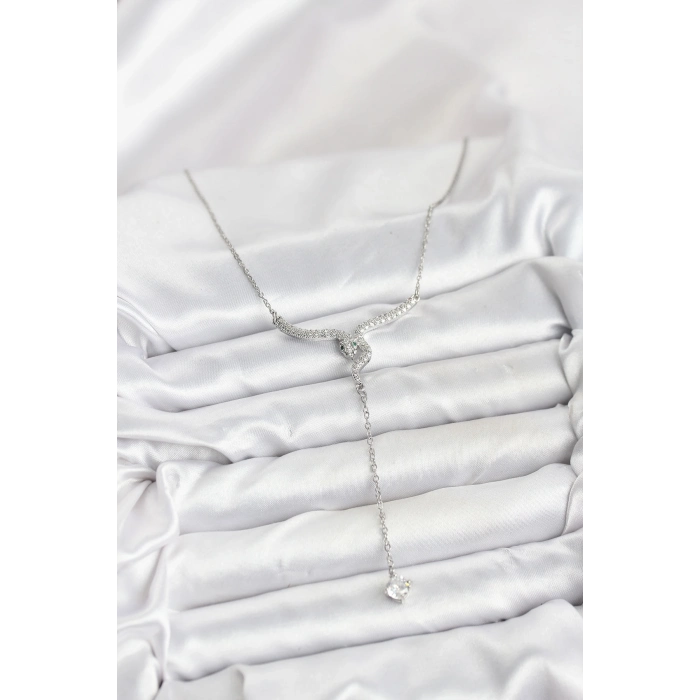 316L Çelik Zincir Gümüş Renk Yılan Model Y Kolye