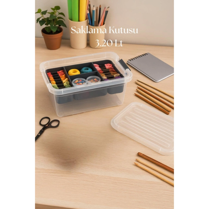 3,20 L Şeffaf Saklama Kutusu & Organizer Düzenleme Kutusu