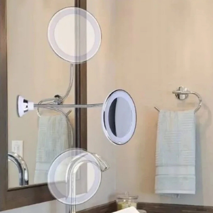 360° Döner Esnek Makyaj Aynası – 10X Büyüteçli, Güçlü Vantuzlu Detay Görüntüleme Çok Açılı Makyaj & Cilt Bakım Aynası