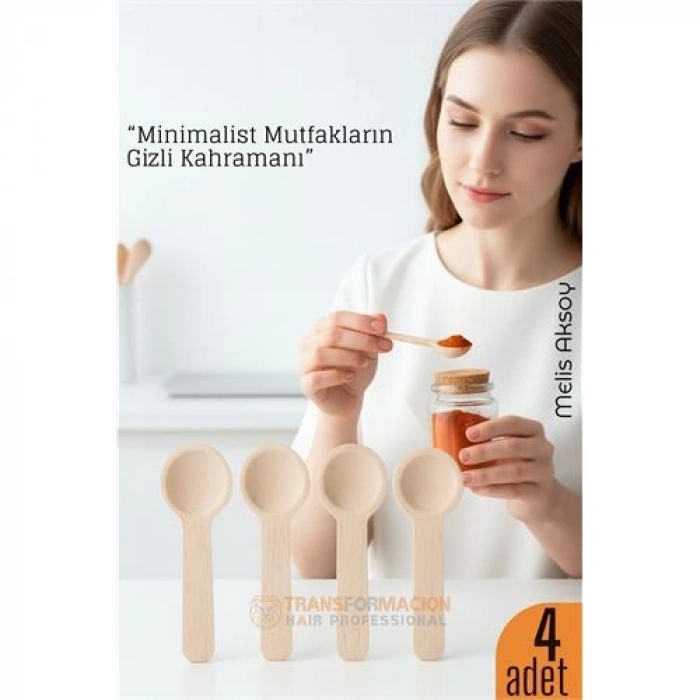 4’lü Ahşap Ölçü Kaşığı Seti – 6.5 cm Doğal Ahşap, Baharat ve Kahve İçin Pratik Mutfak Yardımcısı