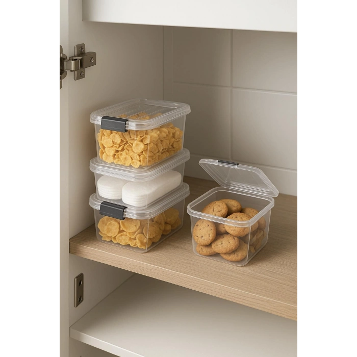 4’lü Şeffaf Saklama Kutusu & Düzenleme Kutusu 3,2 Lt