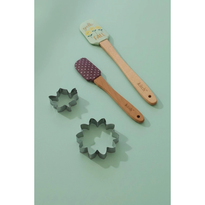 4’lü Silikon Kurabiye Kalıplı Spatula Seti