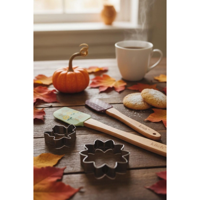 4’lü Silikon Kurabiye Kalıplı Spatula Seti