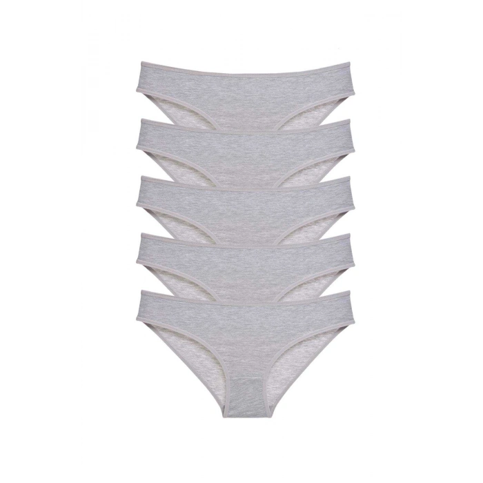 5 adet Süper Eko Set Likralı Kadın Slip Külot Gri