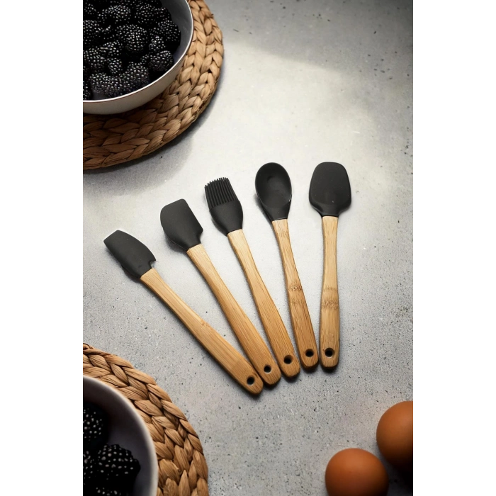5 Parça Bambu Saplı Mini Supatula Seti