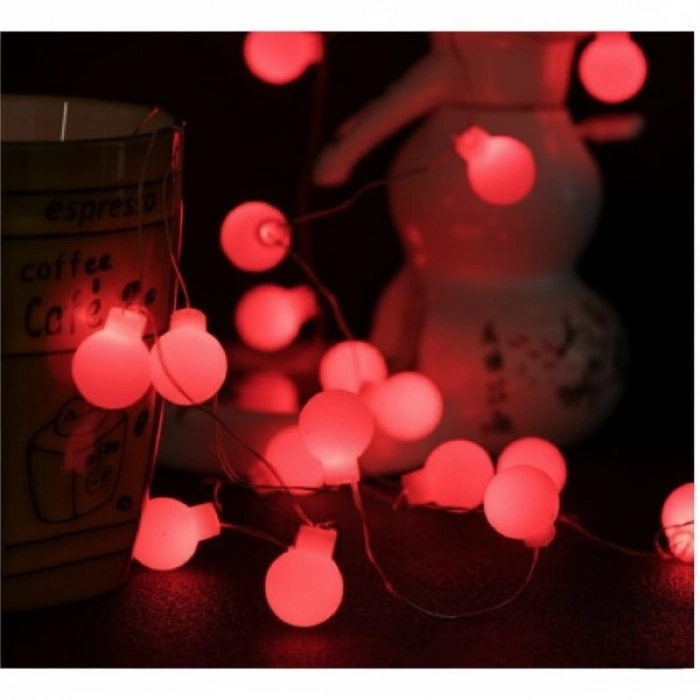 5m 28 Led Kırmızı Işık Şeffaf Kablo Fişli Eklemeli