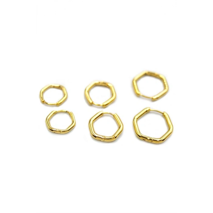 6lı Beşgen Küpe - Altın