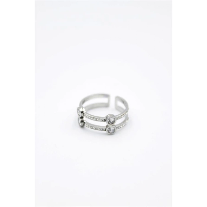 6lı İkili Taşlı Yüzük - Gümüş