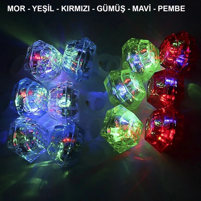 6lı Kristal LED Parti Yüzük Seti